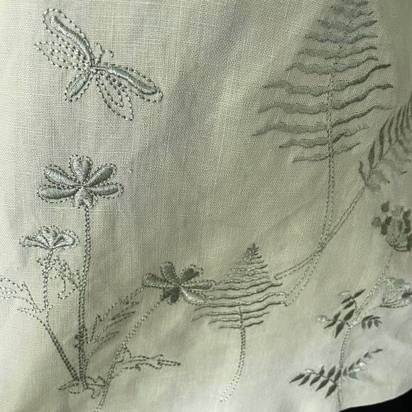Portraits Northern Isles Pure Linen Embroidered Over Top Sz 10 Cottage Granny - Picture 5 of 11